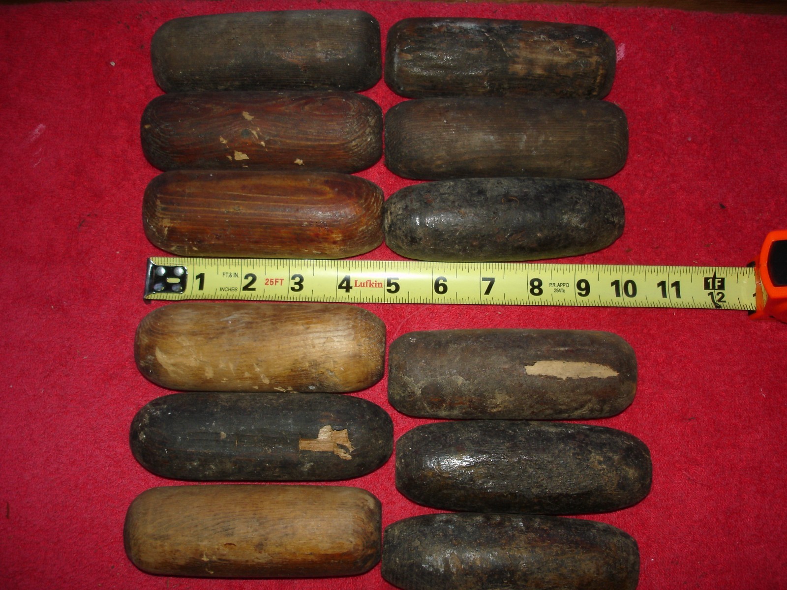 12 Vintage Wooden Marine Fish Net Floats Buoy Oblong Wood Nautical Beach