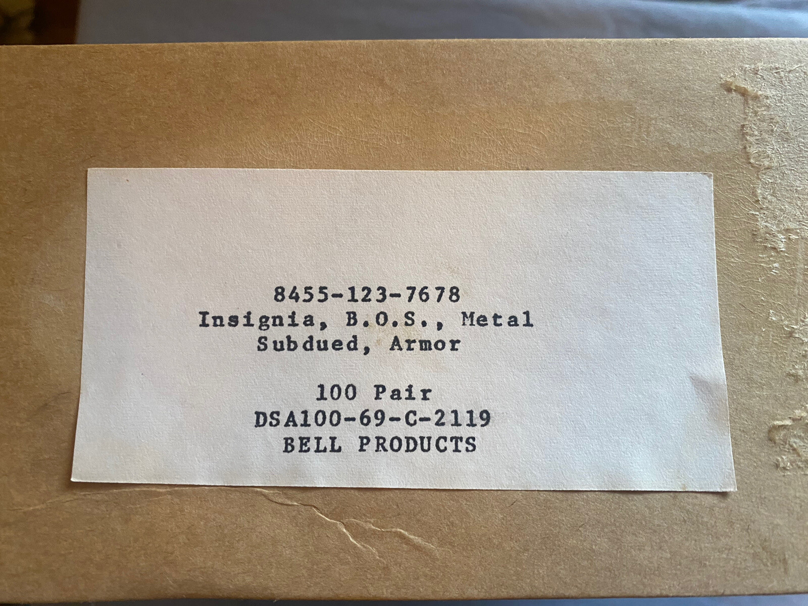 50 x USGI Subdued Armor Collar Insignia Unissued BOS Pin Vietnam Dealers Lot