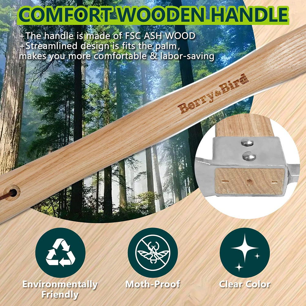 Berry&Bird Garden Pick Mattock Hoe Stainless Steel Pickaxe Hoe Garden Hand Tool