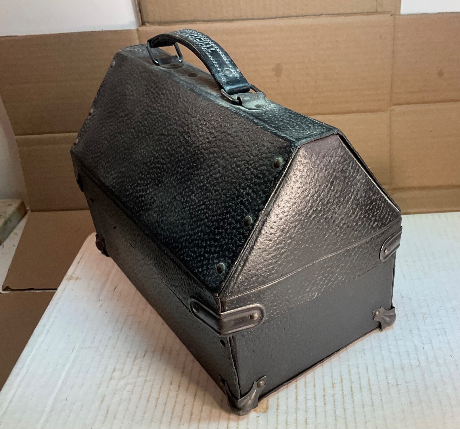 #330 RARE TYPE EARLY DOMED MINERS RAILROAD LUNCH PAIL DINNER BOX +THERMOS