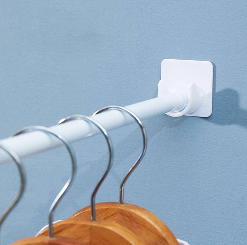 2pcs Solid Shower Curtain Rod Holder, Modern ABS Punch-Free Curtain Rod Rack-NEW