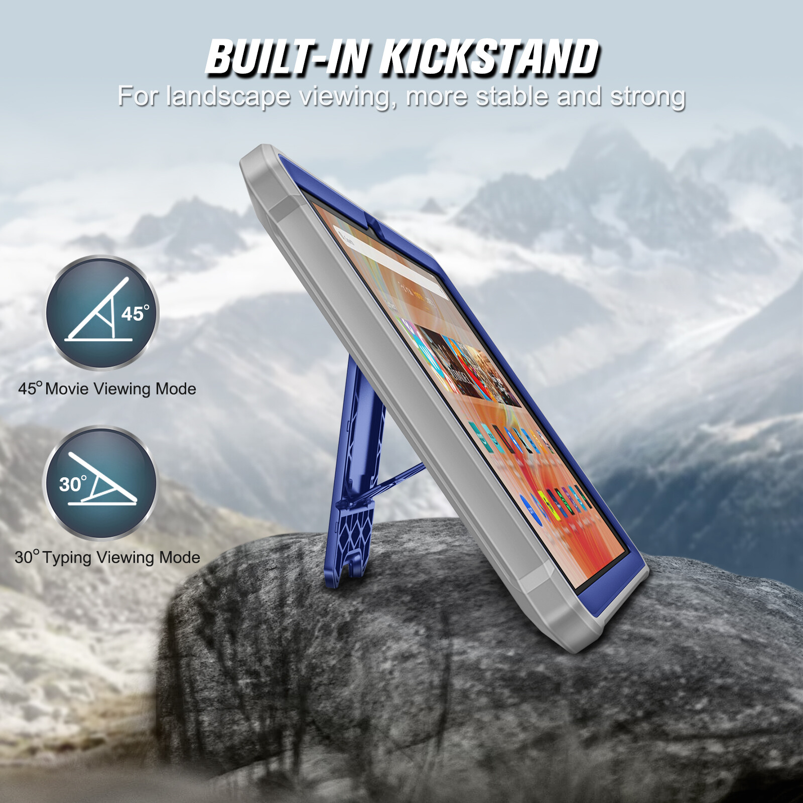 Hybrid Case for Amazon Fire HD 10 Tablet (13th Gen 2023) Rugged Kickstand Cover