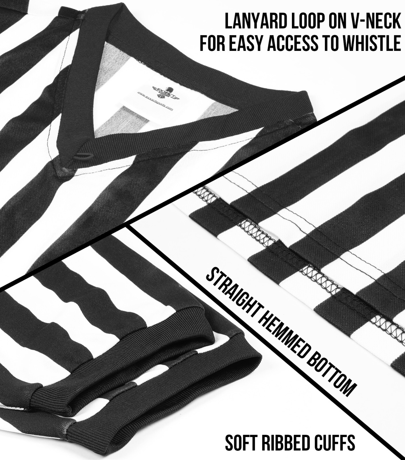 Exxact Sports Referee Shirt Men, Athletic Fit Basketball Referee Shirt for Sport