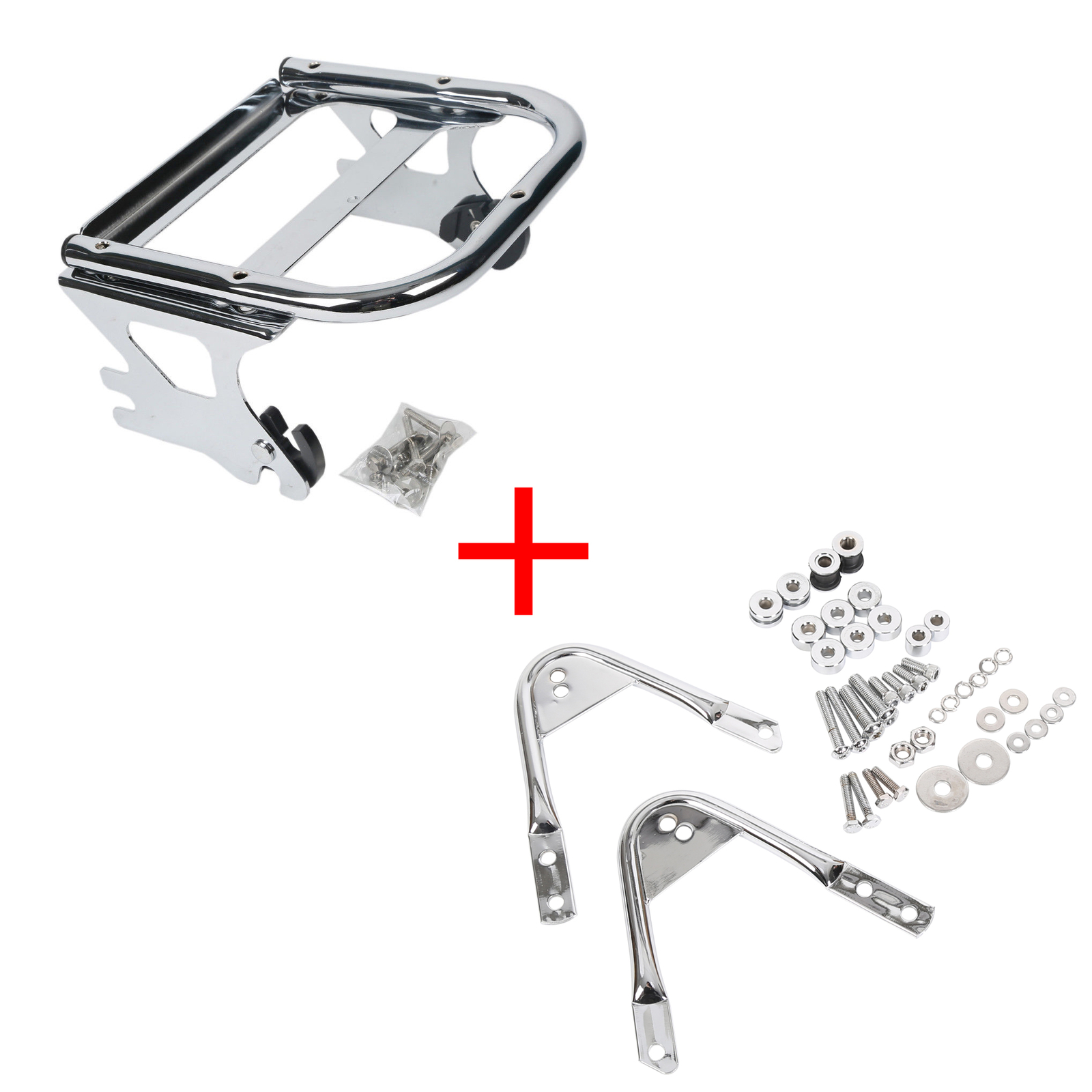 Detachable Two-Up Tour Pack Mount Luggage Rack +Docking For 97-08 Harley Touring