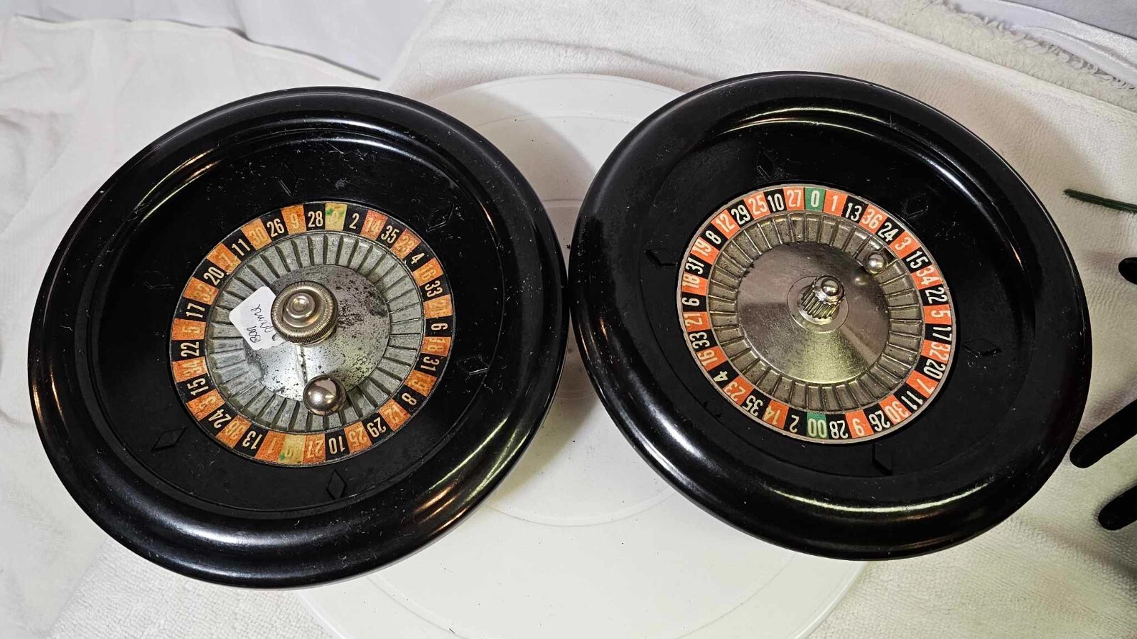 2 Vtg Gambling Casino Game Toy Roulette Wheel Family Night