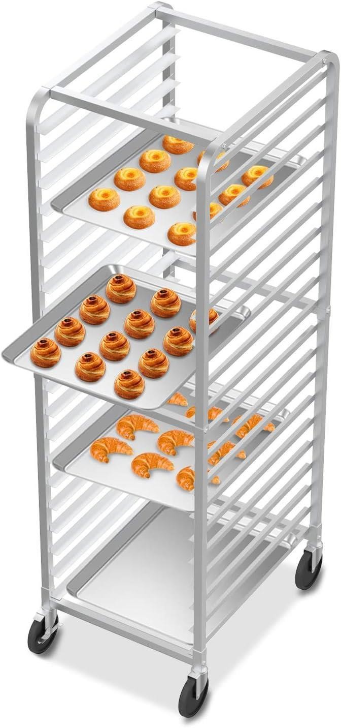20-Tier Aluminum Bakery Cooling & Storage Rack, Multi-Use for Half/Full Pans