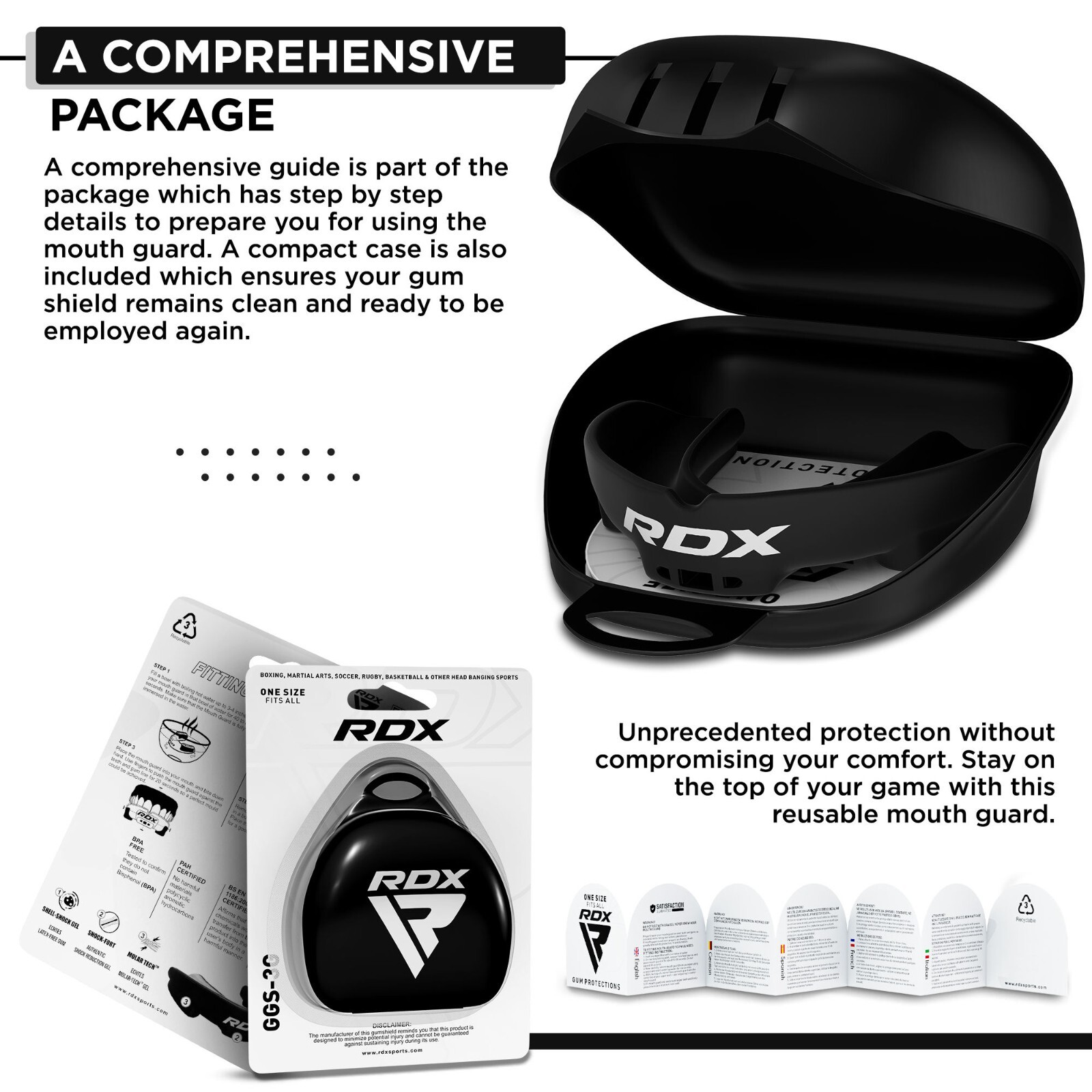 RDX Boxing Mouth Guard with Case MMA Gum Shield Teeth Grinding, Mouth Protector