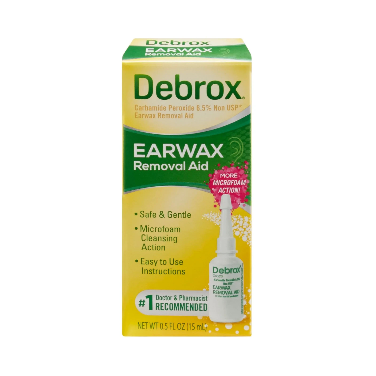 Debrox Ear Wax Removal Drops, Gentle Microfoam Ear Wax Remover, 0.5 Fl Oz