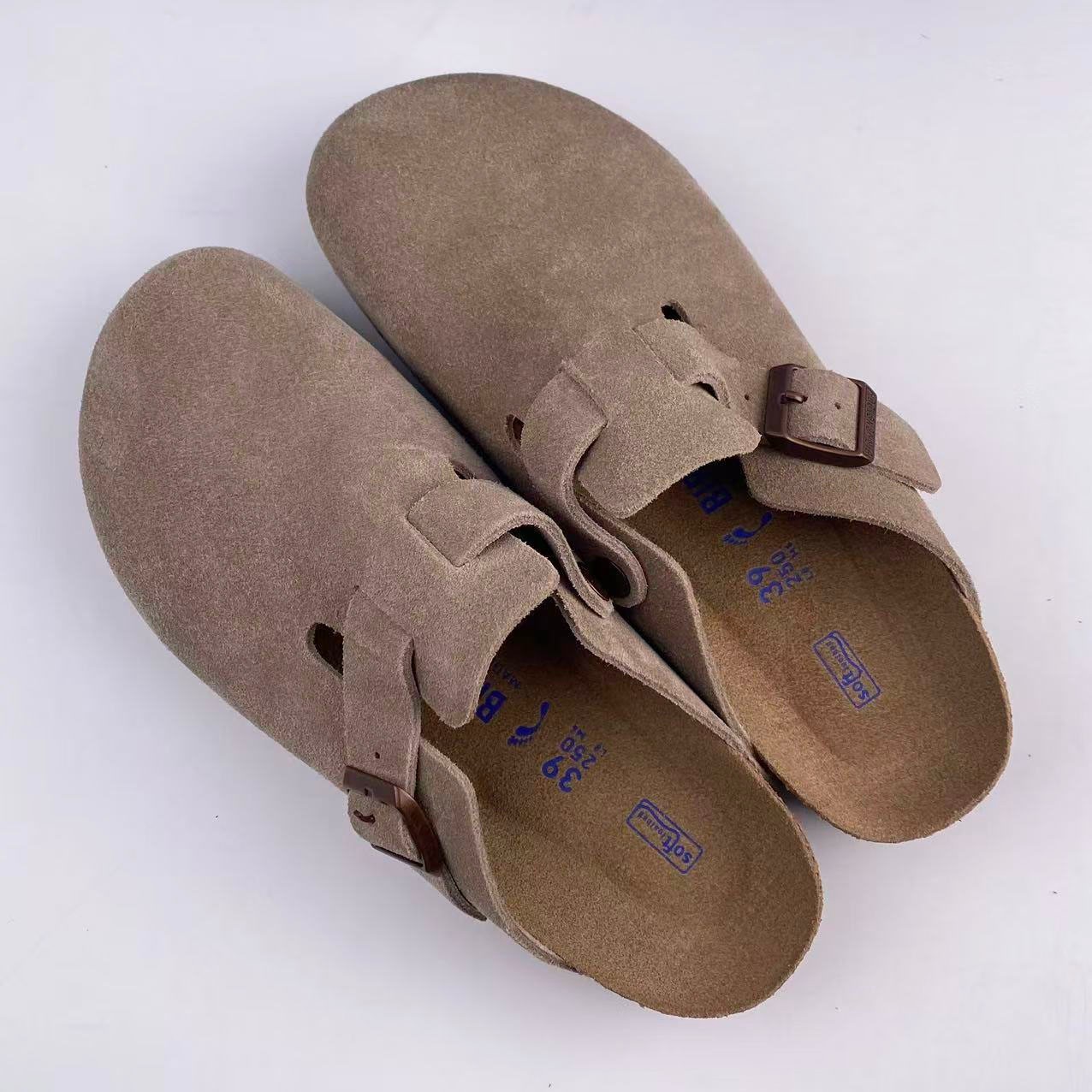 Birkenstock Boston Soft Footbed Taupe Suede Leather Unisex Shoes Size EU 37-45