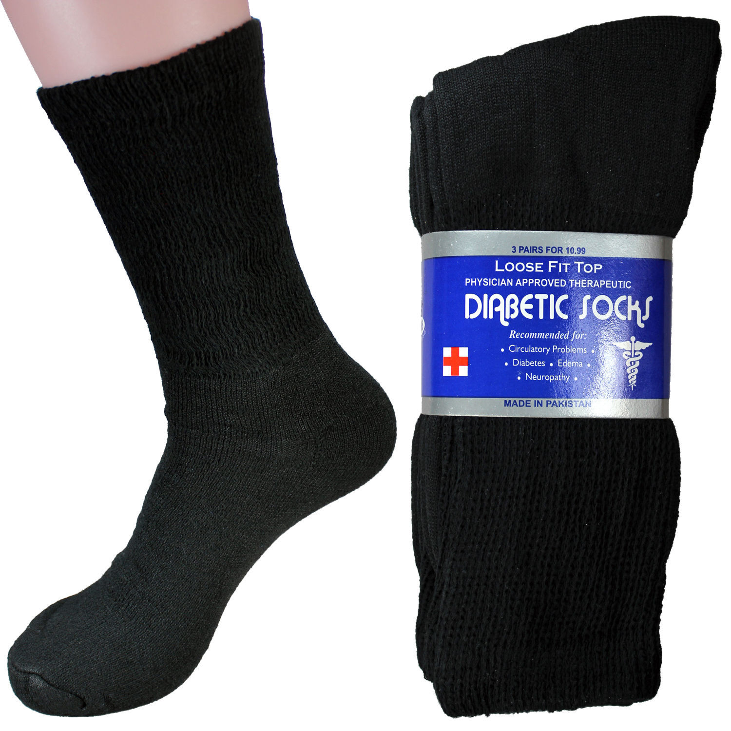 12 Pairs Men's Circulatory Diabetic Crew Socks Health Cotton 9-11 10-13 13-15