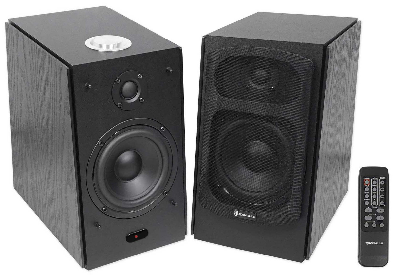(2) Rockville HD5B 5" Powered Studio Monitor Bluetooth Bookshelf Speakers-Black
