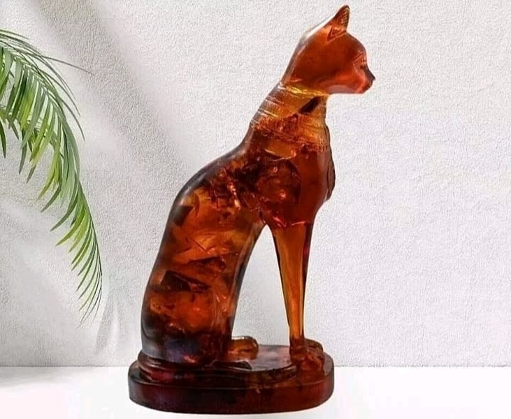 RARE ANCIENT EGYPTIAN ANTIQUE Statue Goddess Bastet Cat for Amber Stone Egypt BC