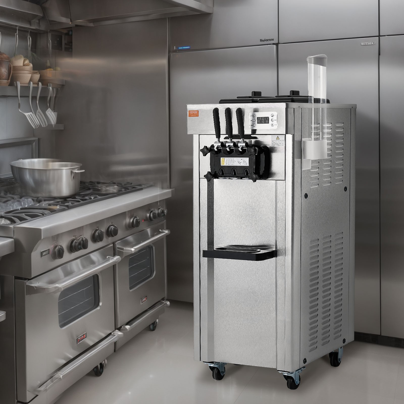 VEVOR Commercial Soft Serve Ice Cream Machine Maker 21-31 L/H Yield 3-Flavor