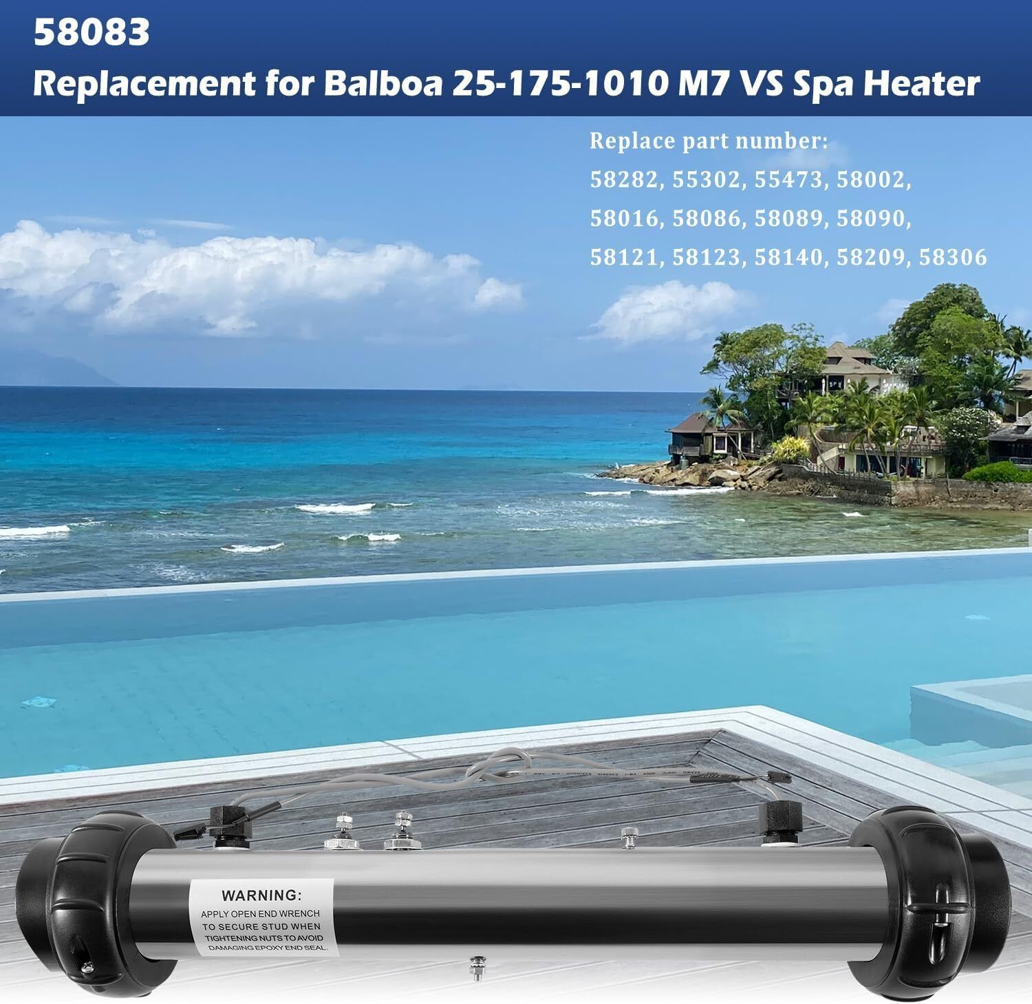 Replace Part for 58083 Balboa Hot Tub Heater Element 25-175-1010 VS M7 5.5KW