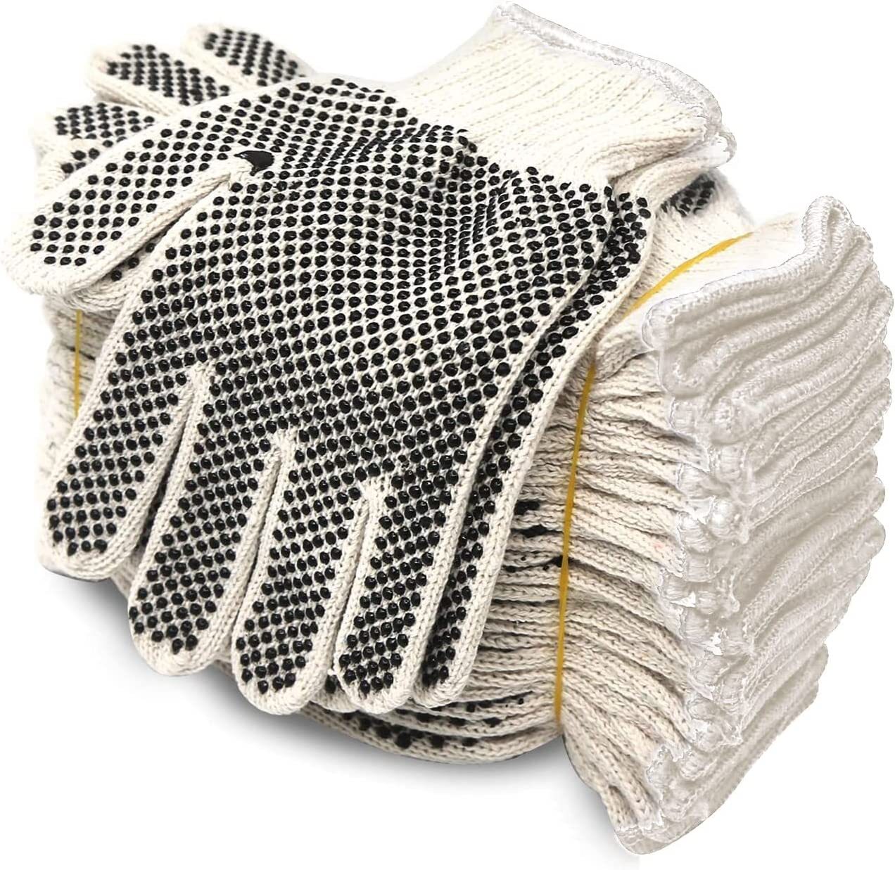 EvridWear Cotton Polyester String Knit Work Gloves With Two Side Dots, 12 Pairs