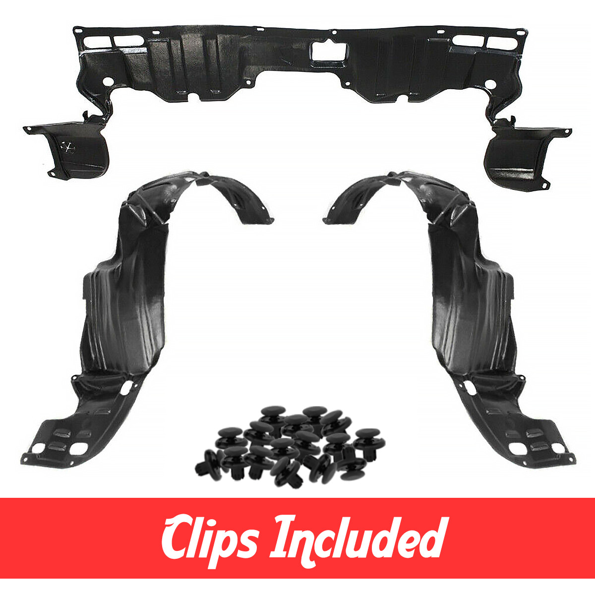 Front Fender Liner & Under Cover Set w/ Clips For 2006-2011 Honda Civic Sedan