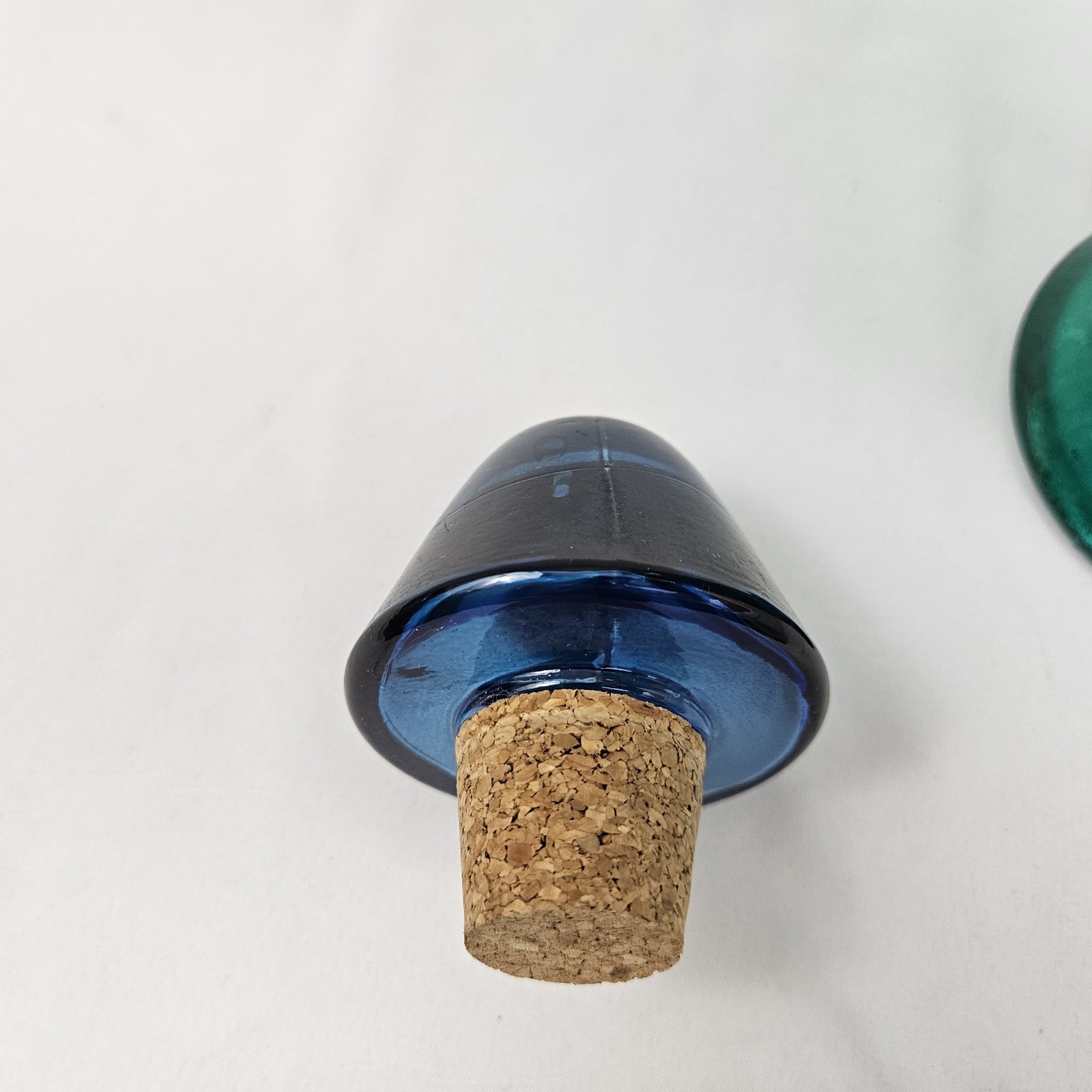 Vintage Blown Glass Decanter Genie Bottle 19” Tall W/ Stopper Blue Flash Pier 1