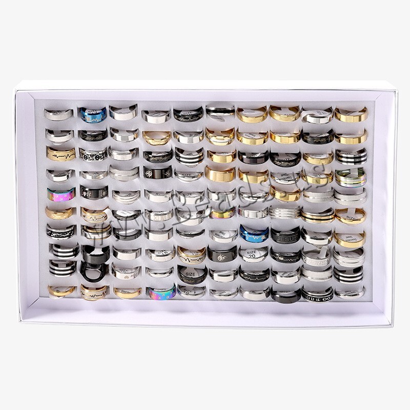 100X Bulk Lot Mixed Stainless Steel Rings Men's women's Fashion Ring Wholesale .