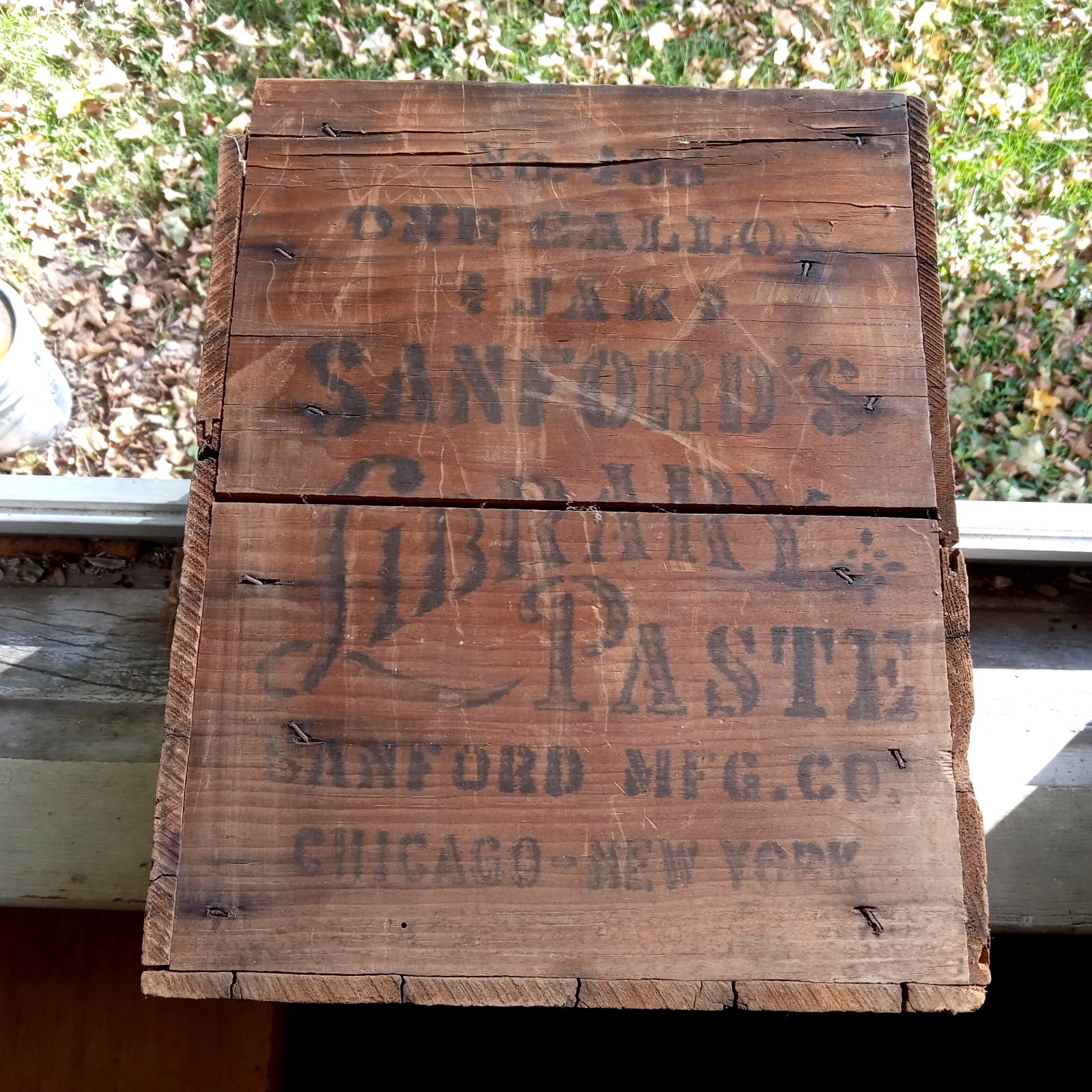 SANFORD'S INKS LIBRARY PASTE WOOD SHIPPING BOX 100 YEARS OLD PRINTED ALL 4 SIDES