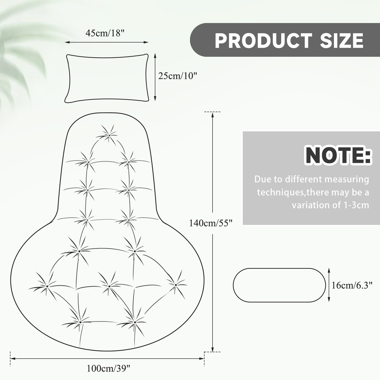 Thicken Egg Chair Cushion w/ Pillow Waterproof Hammock Swing Pad Outdoor&Indoor