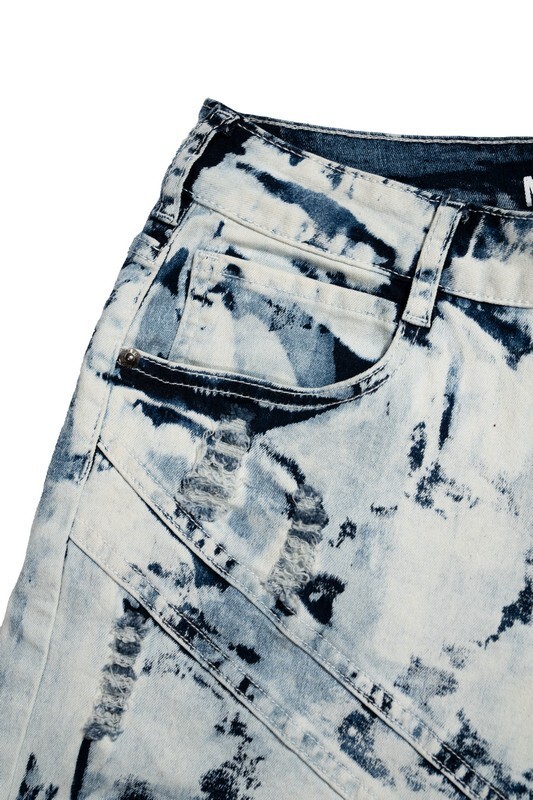 MP2 Apparel Men’s Tie-Dye Jean Shorts – Bleach Acid Wash Style