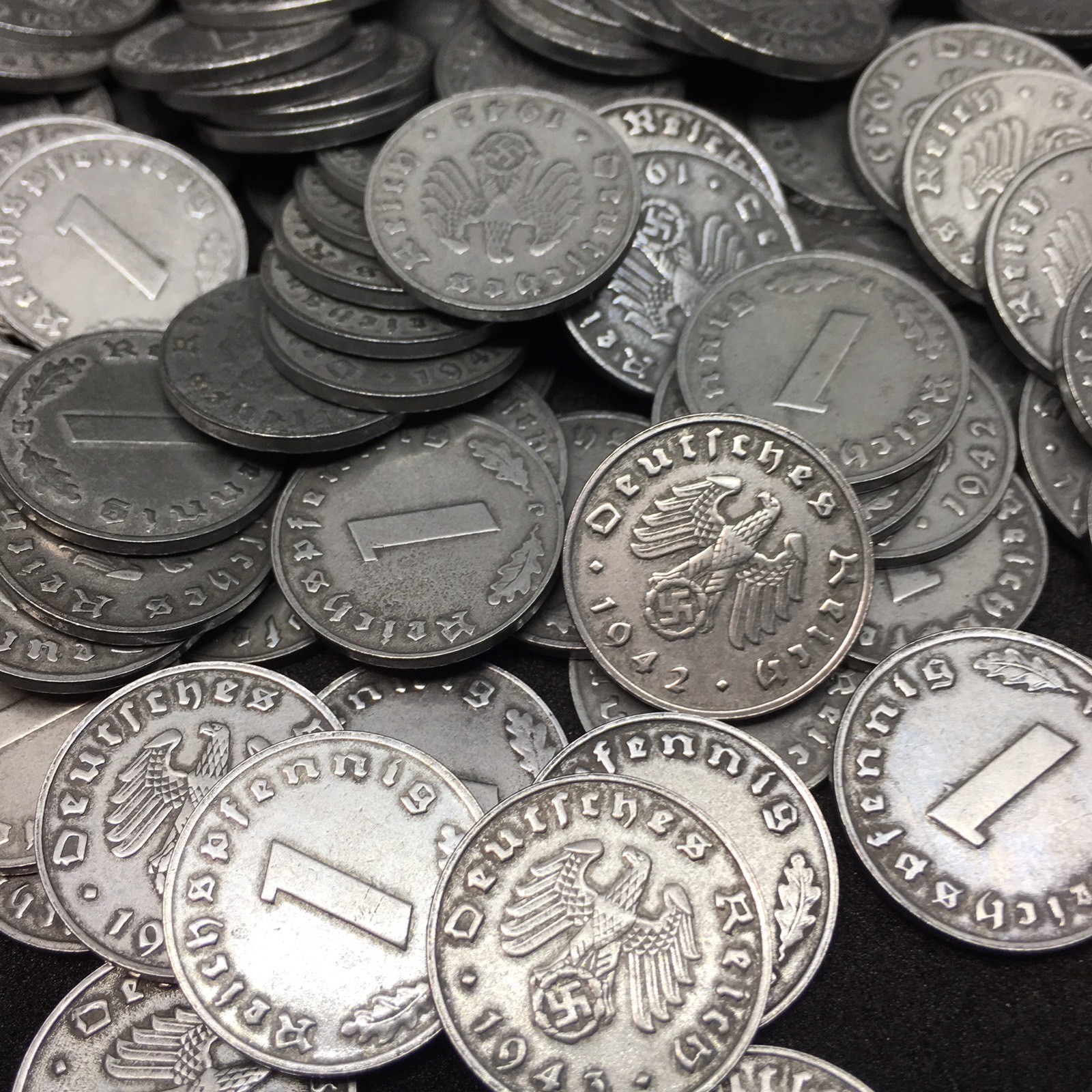 Rare World War 2 Germany Zinc 1 Reichspfennig 5 Coin Lot Circulated