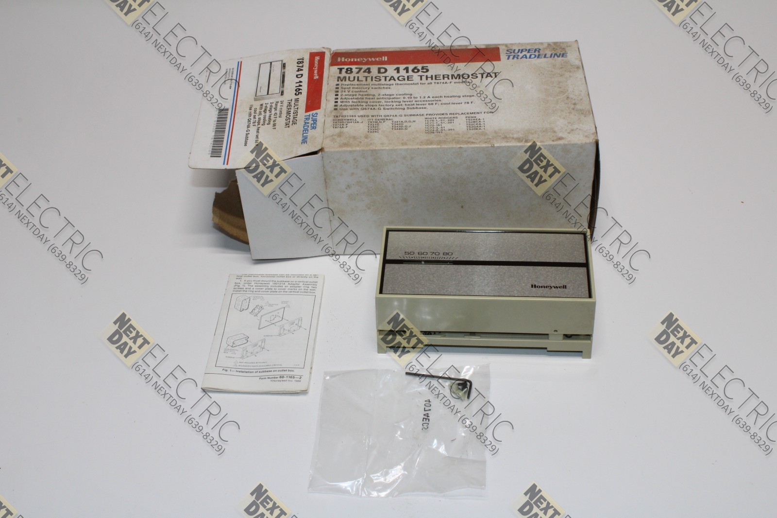 Honeywell, T874 D 1165, Multistage Heat Cool Thermostat 2 Stage Heating Cooling