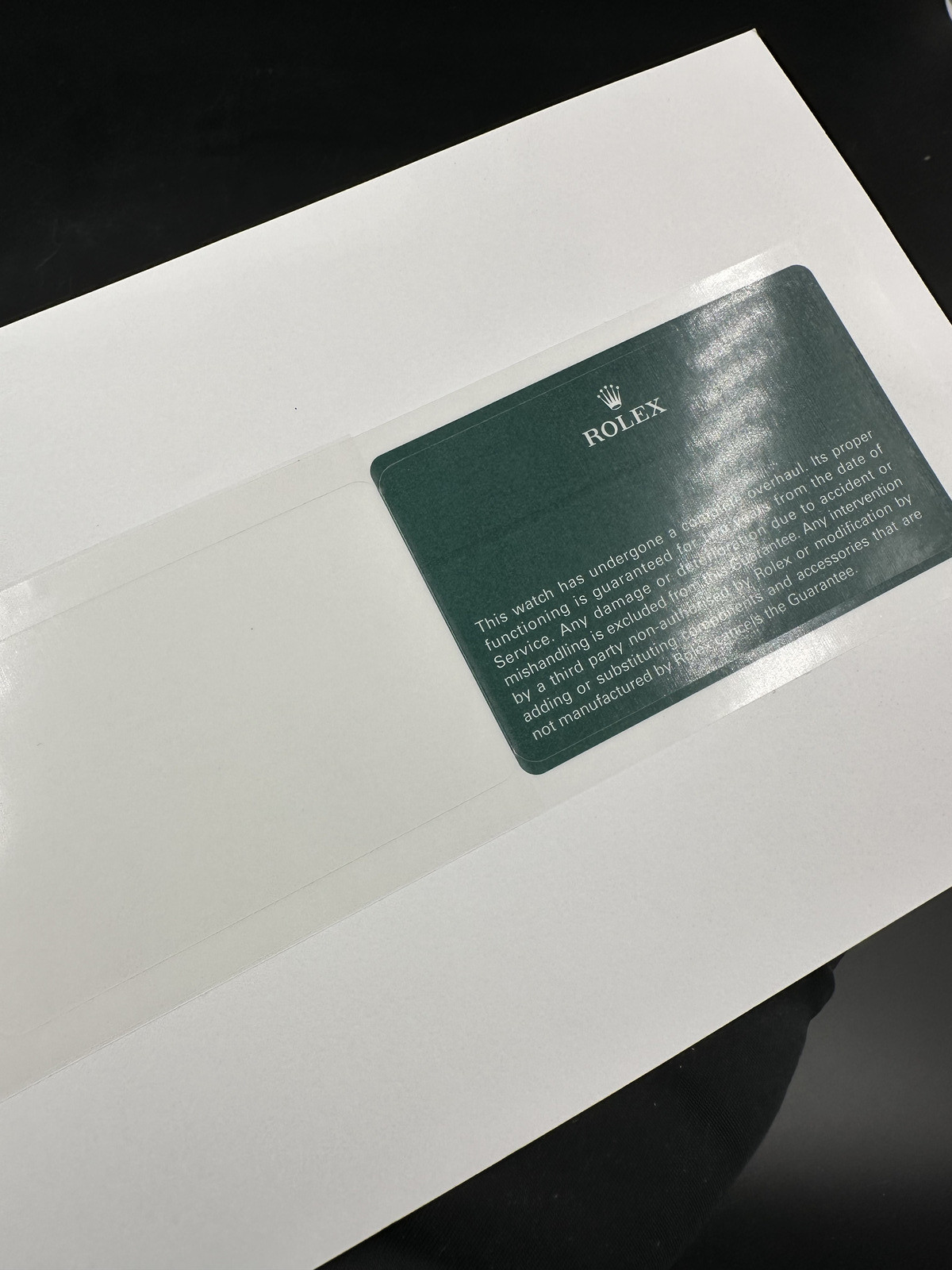 Official Blank Rolex Service Card from Rolex Service Center. NEW