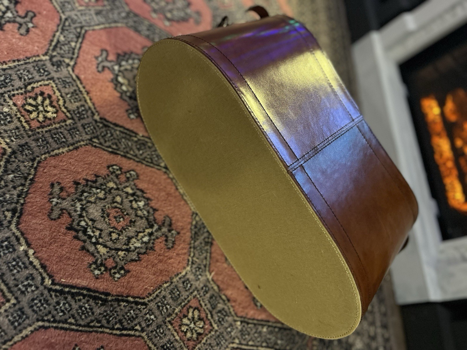 Equestrian stable leather bucket