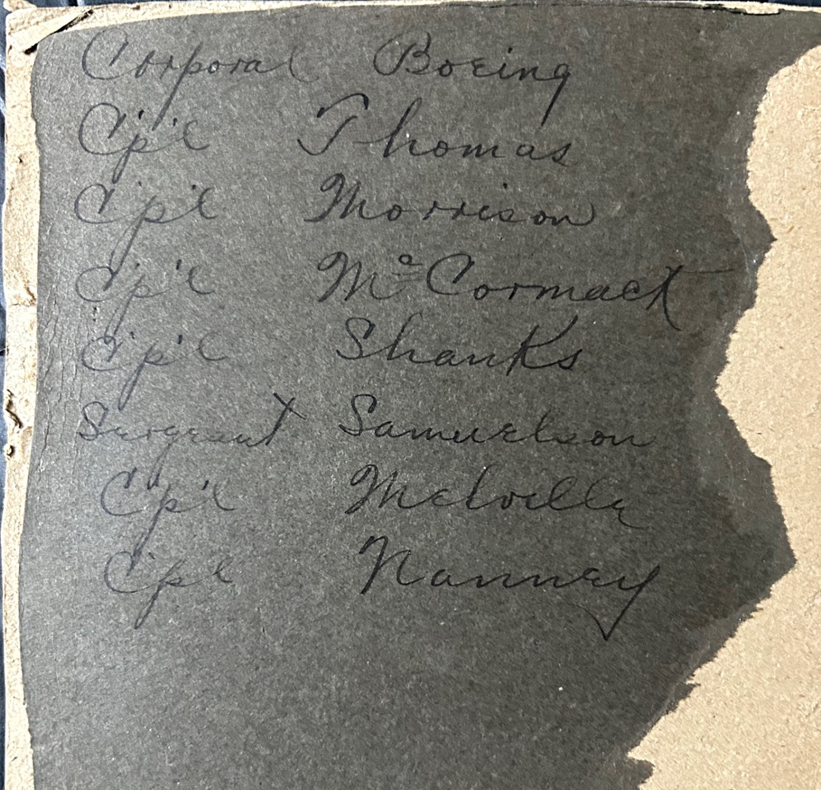 c1916 Mounted Photo WWI Era Soldiers All ID'd On Back