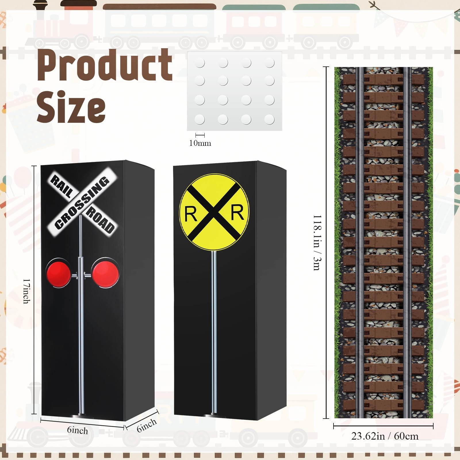 3 Pcs Train Birthday Party Decorations Express Train Backdrop Railroad Aisle ...