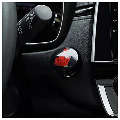 Red Gesture Engine Start Stop Button Cover, Rotary Car Push Start Interior