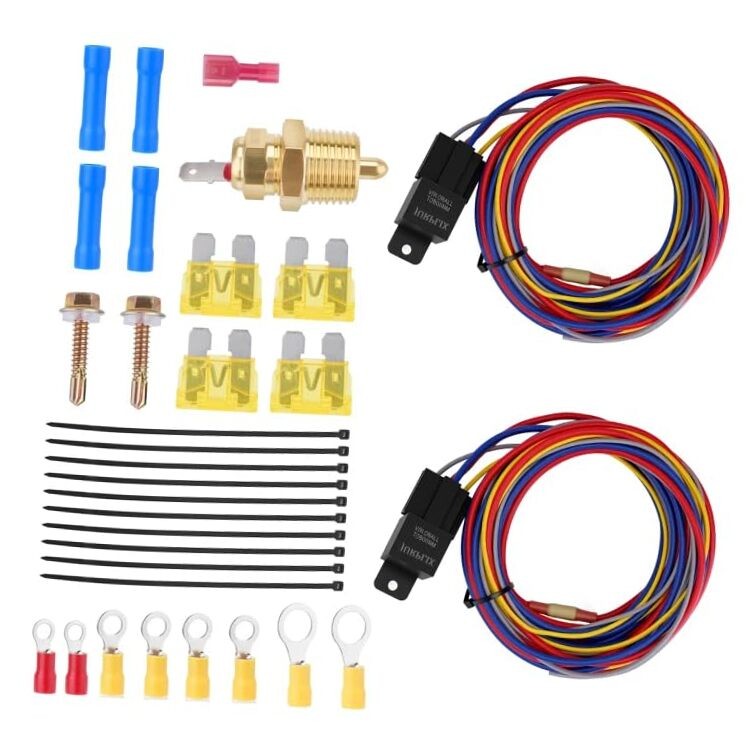 Dual Electric Fan Relay Kit, Automotive Wiring Kit, 60 Amp Cooling Fan Relay
