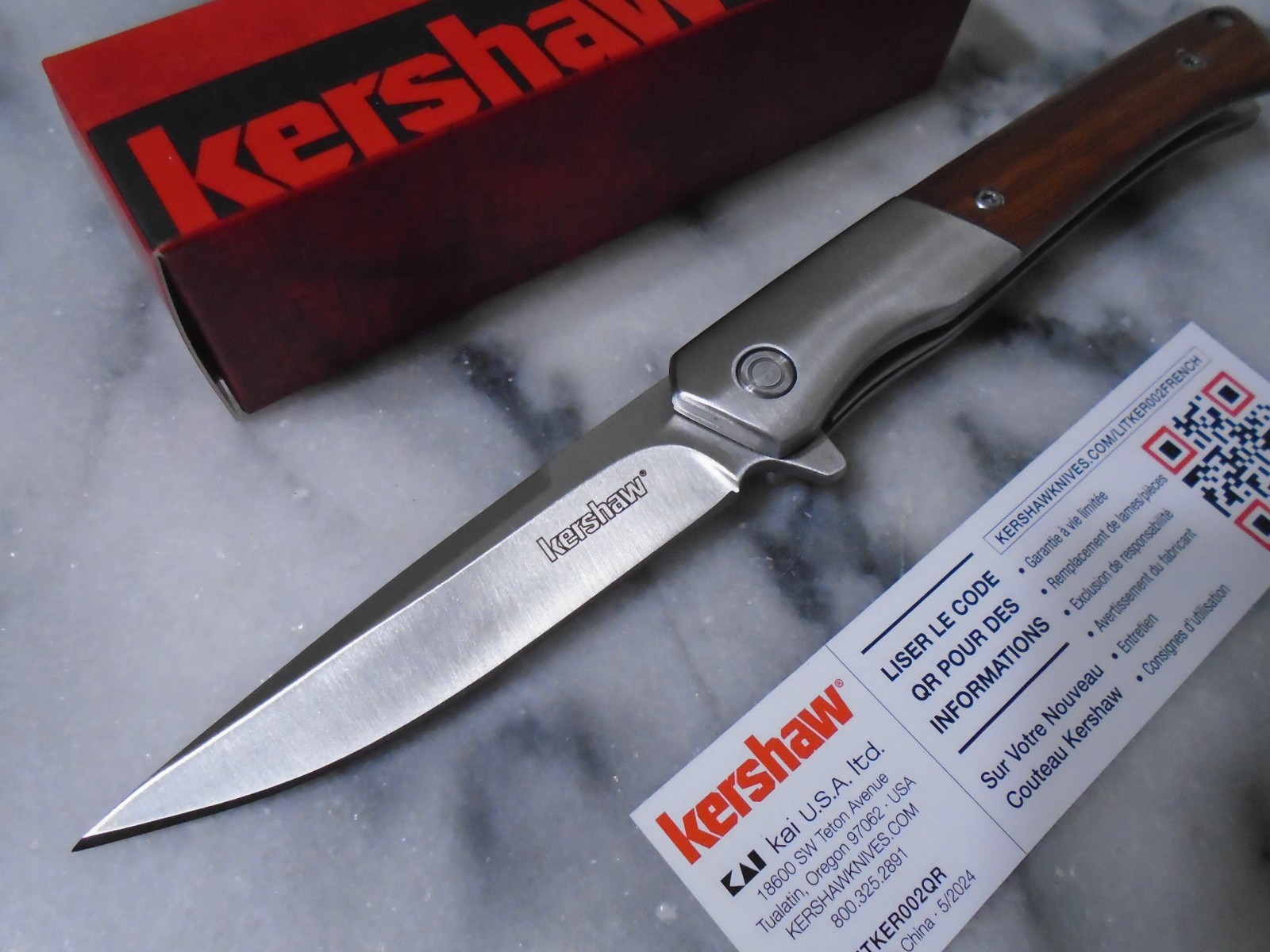 Kershaw Enhance Assisted Open Pocket Knife 8Cr13MoV Fancy Wood Folder 1419 New