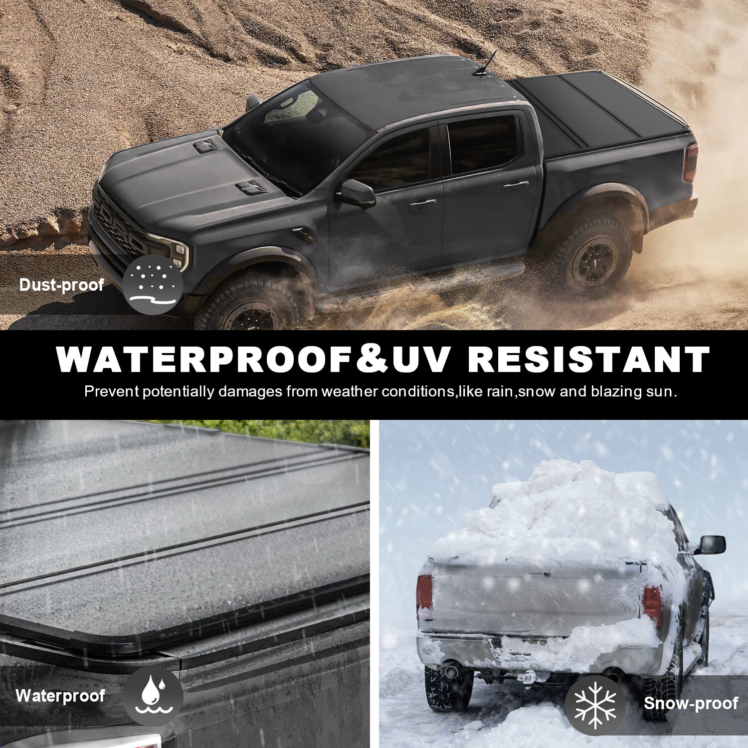 5.5FT Bed 4-Fold Hard Tonneau Cover For 2015-2024 Ford F150 Truck w/ Led Lamp