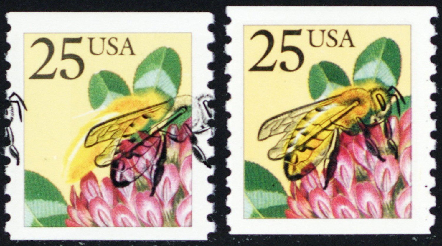 2281, Mint NH 25¢ WILD Black Fast Bee Color Shift Error With Normal Stuart Katz