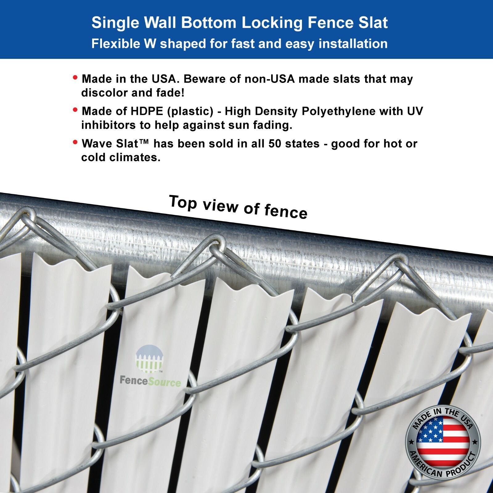 4 ft High Gray Wave Slat™ Single Wall Privacy Chain Link Fence Slats