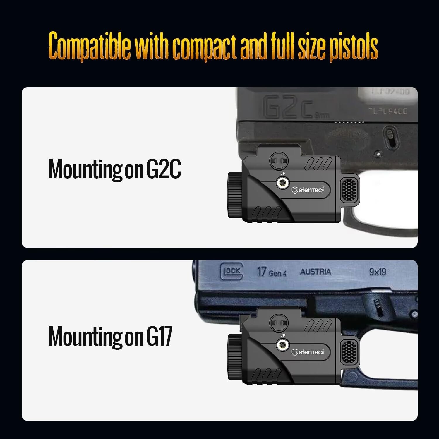 DEFENTAC Magnetic Charging 600lm Flashlight & Red Laser Sight for Picatinny Rail