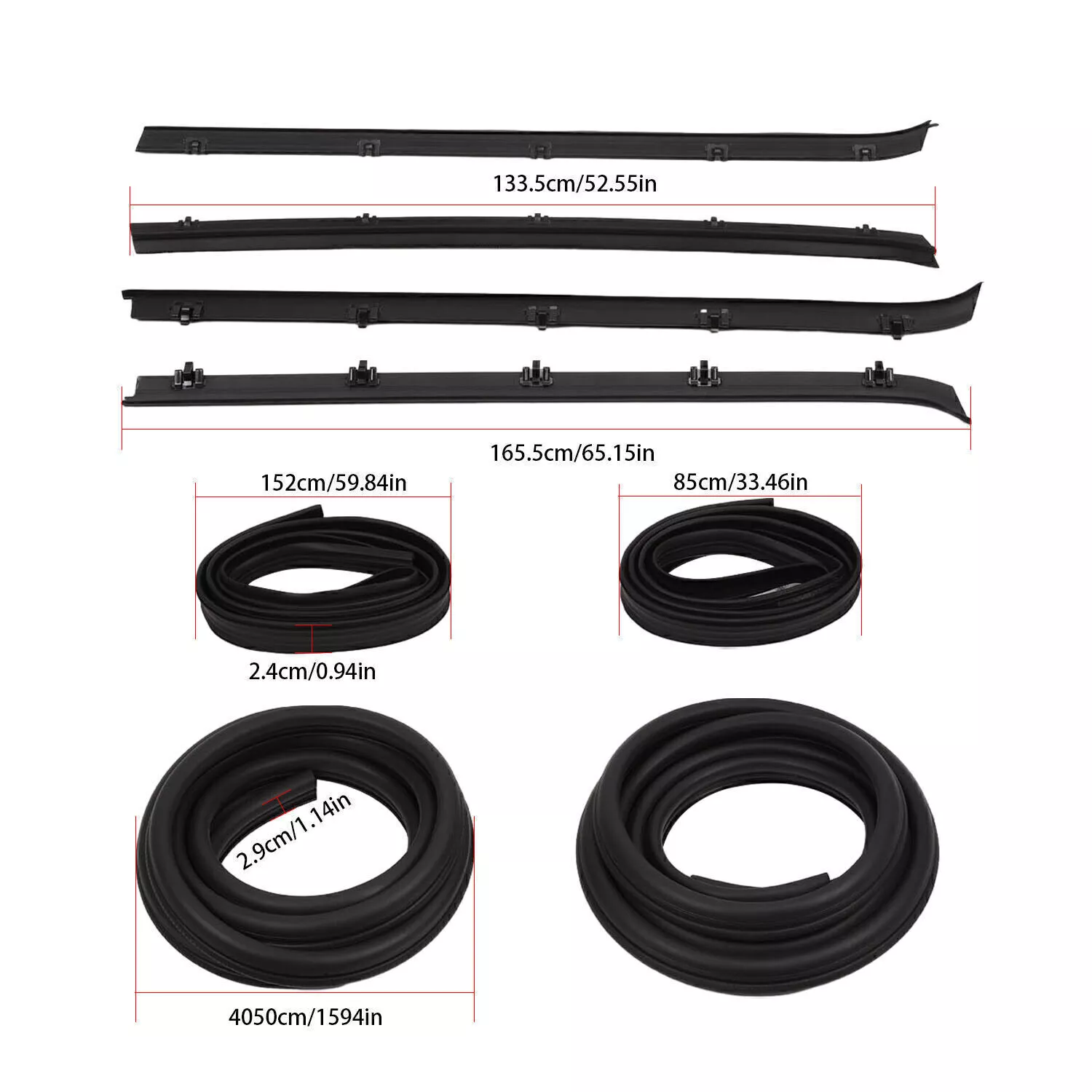 Front Door Window Molding Rubber Trim Seal Weatherstrip Kit for Chevy GMC 81-91