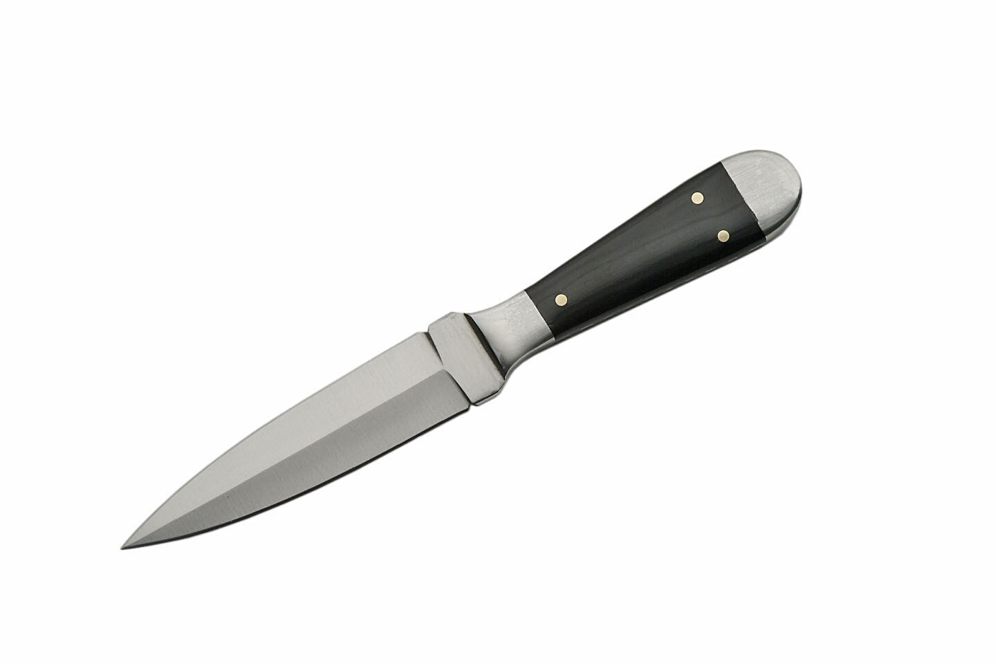 FIXED-BLADE DAGGER KNIFE | 3.5" Double Edge Blade Black Horn Handle + Sheath