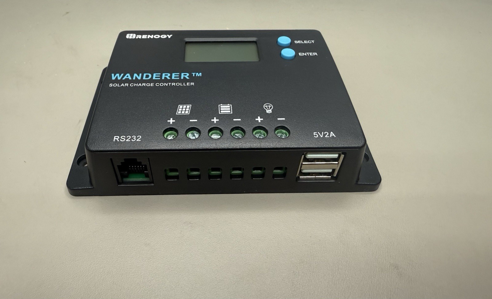 Renogy 10 Amp 12V/24V PWM Negative Ground Solar Charge Controller Compact Design