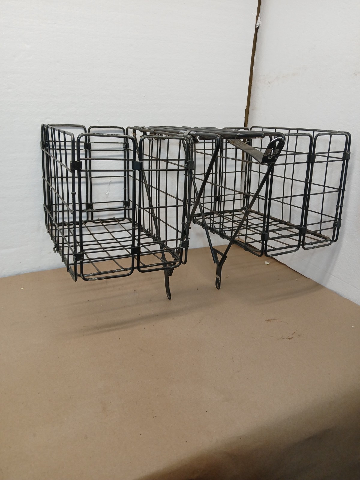 Vintage Folding Bicycle Rear Wire Pannier Cargo Basket Rack Black Metal