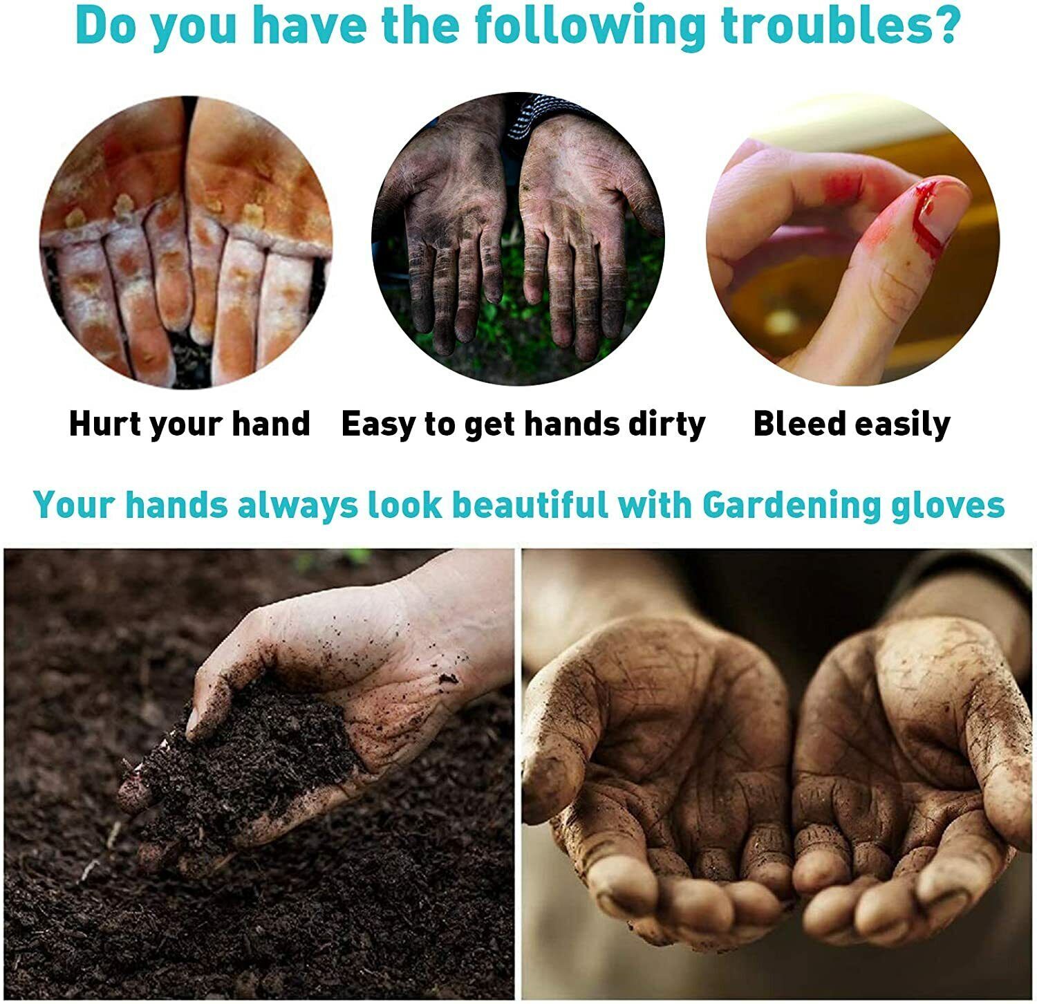 Gardening Digging Planting Pruning Tools Lawn Care 4 Claws Garden Genie Gloves