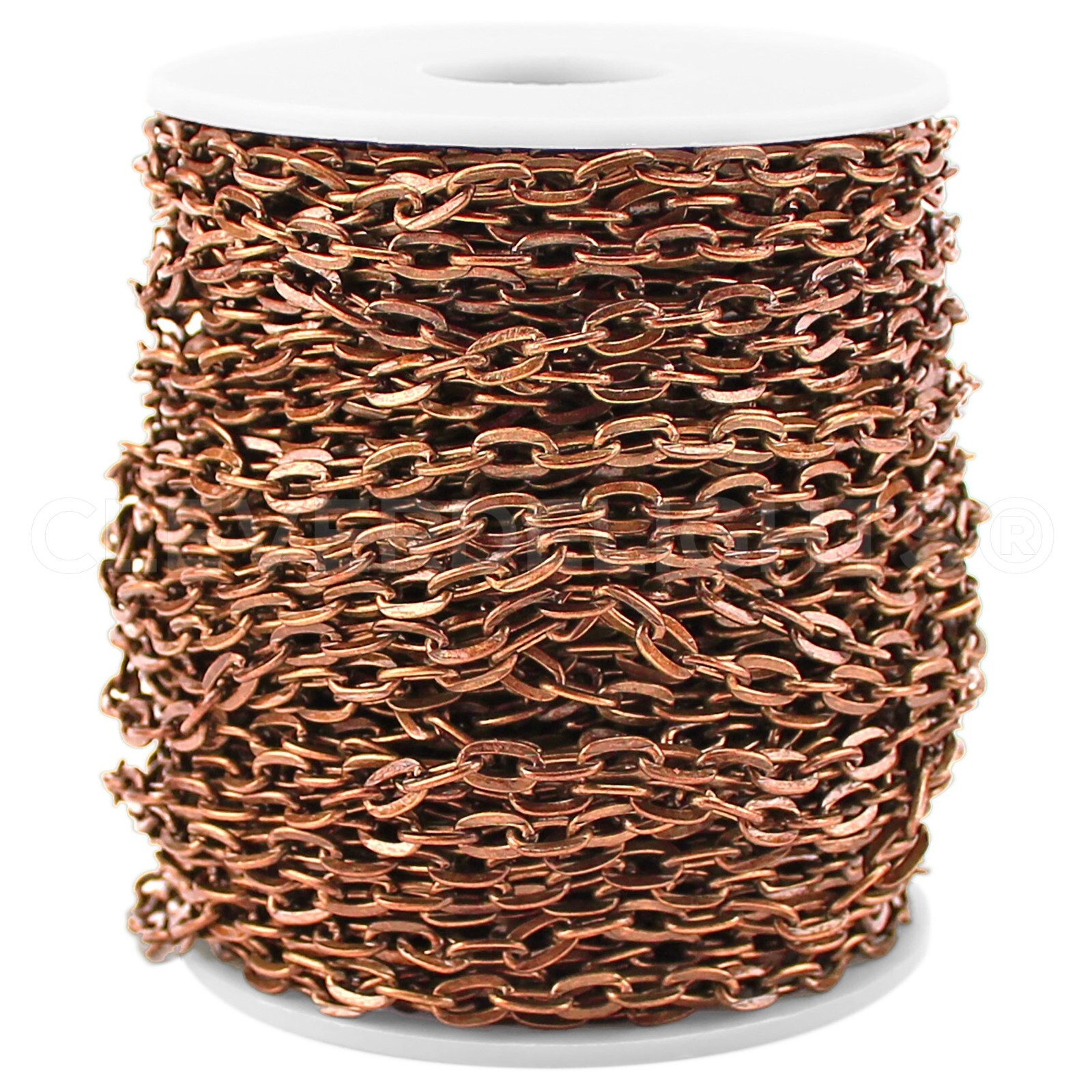 Cable Chain - 5x7mm Link - Antique Copper Color - 30 100 Feet - Bulk Craft Spool