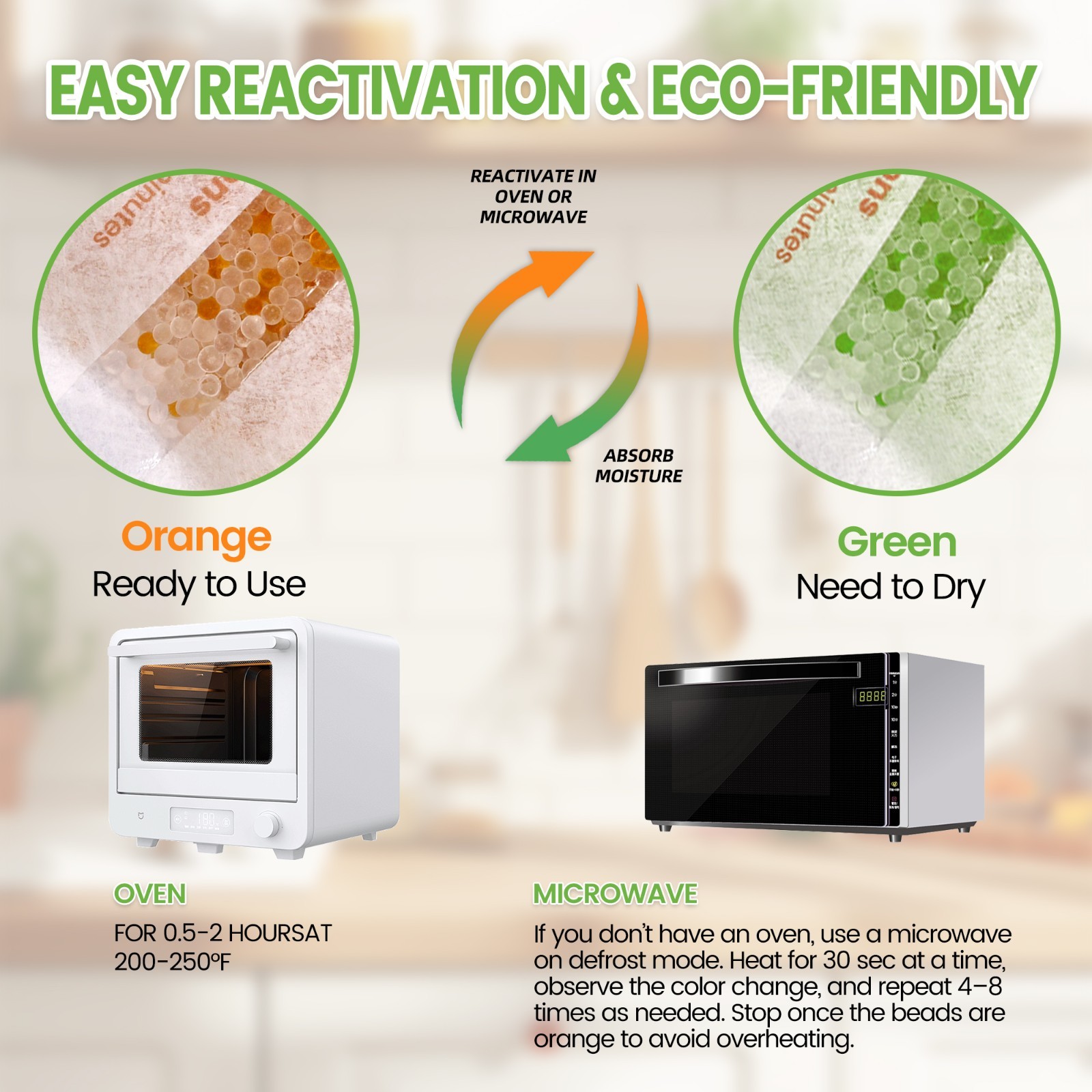 (500 Gram 2 Packages) Adsorbco Rechargeable Silica Gel Packets