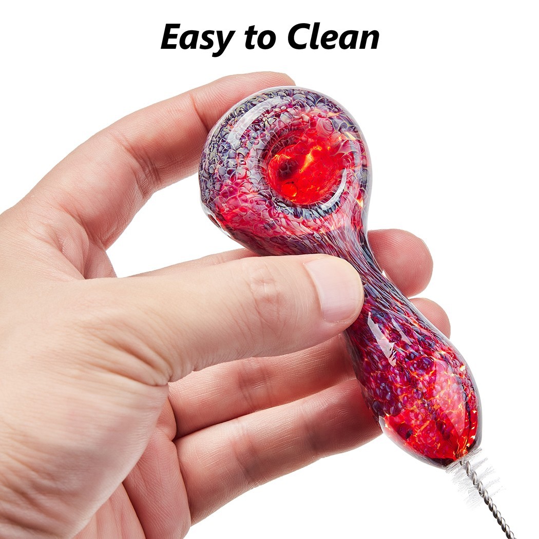 4" Lava Style Tobacco Smoking Glass Pipe Collectible Handmade Pipes with Box