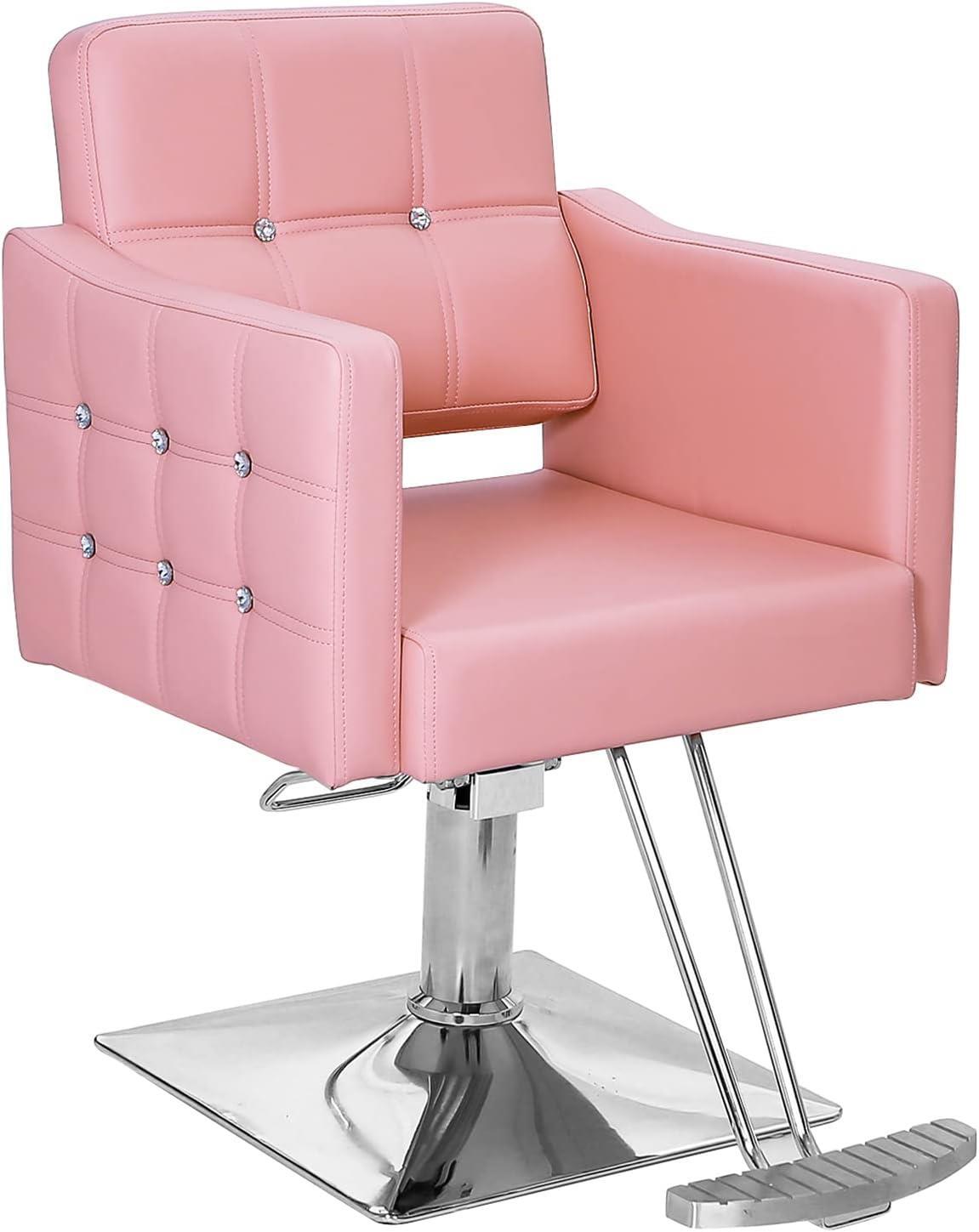 Hydraulic Barber Chair Salon Chair for Hair Stylist Heavy Duty Tattoo Chair Pink