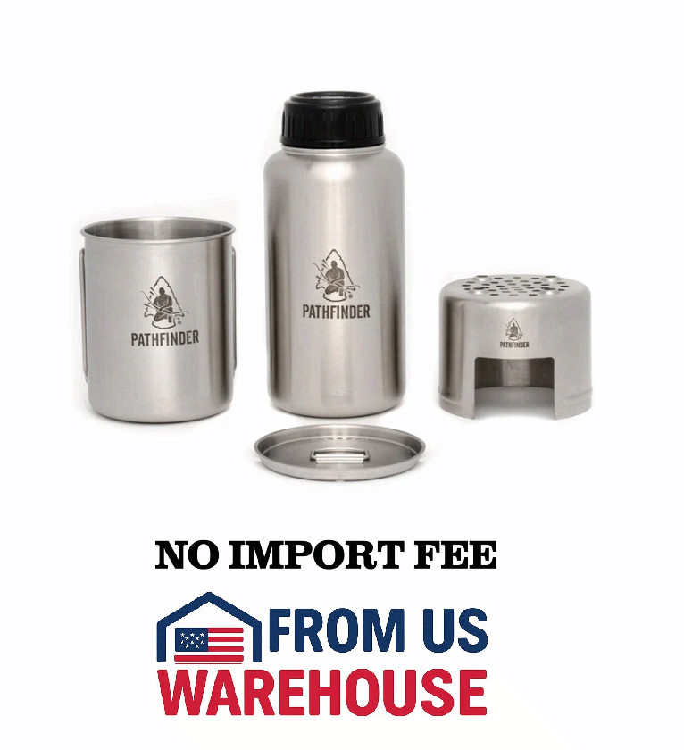 Pathfinder Stainless Steel Bottle Cook Set 32oz Camping Stove Kit