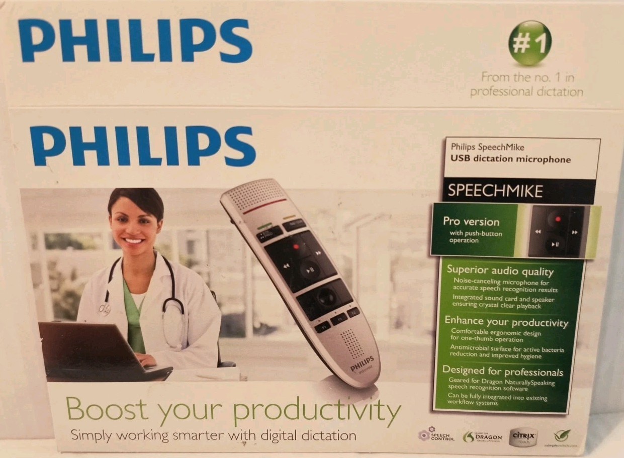 Philips SpeechMike Pro USB Dictation Microphone LFH3200/00 Tested Great