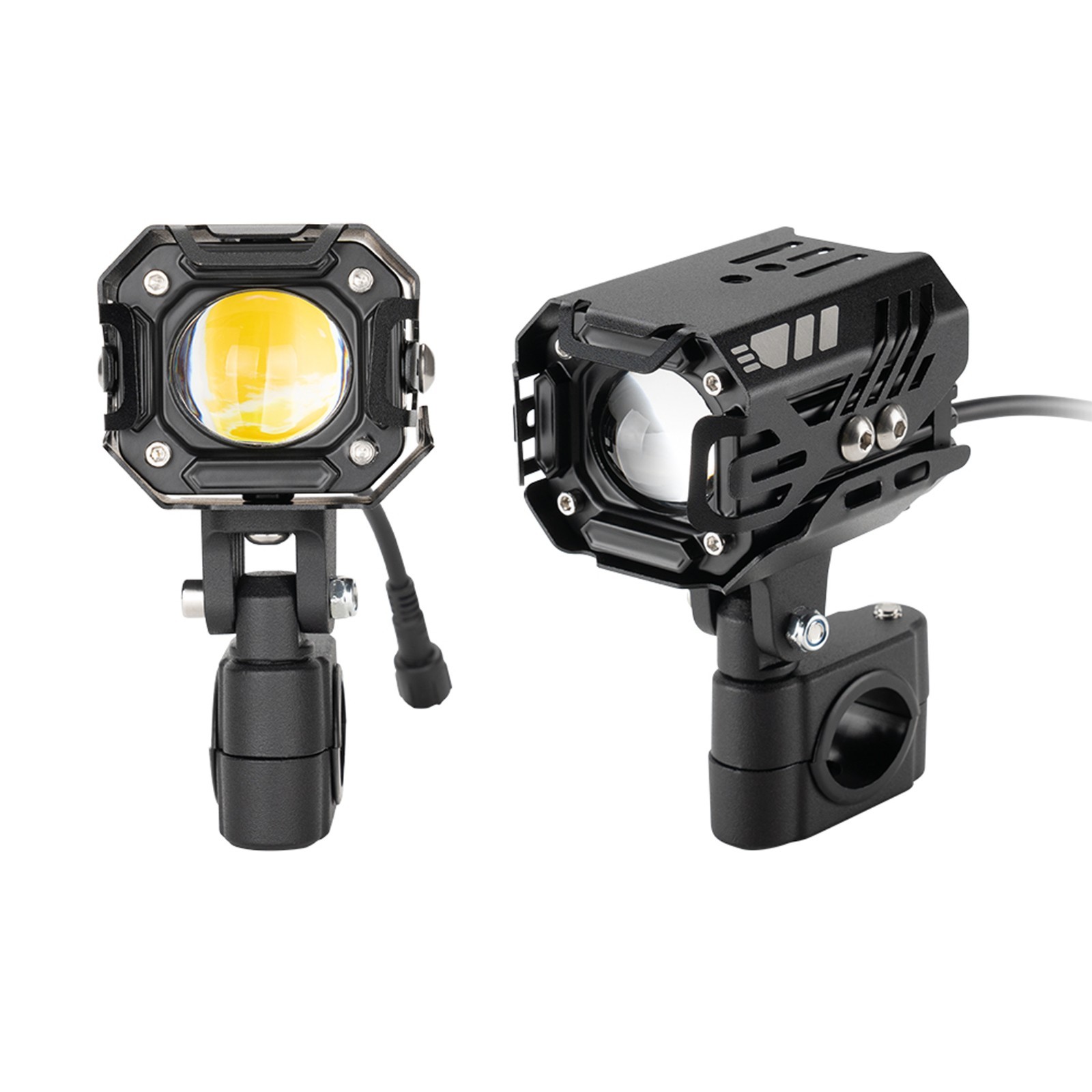 Motorcycle Headlight Driving Fog Lamp 2x LED Spot Light Auxiliary White+Yellow